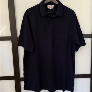 Hermes H embroidered buttoned polo shirt Navy Men's Size XXL